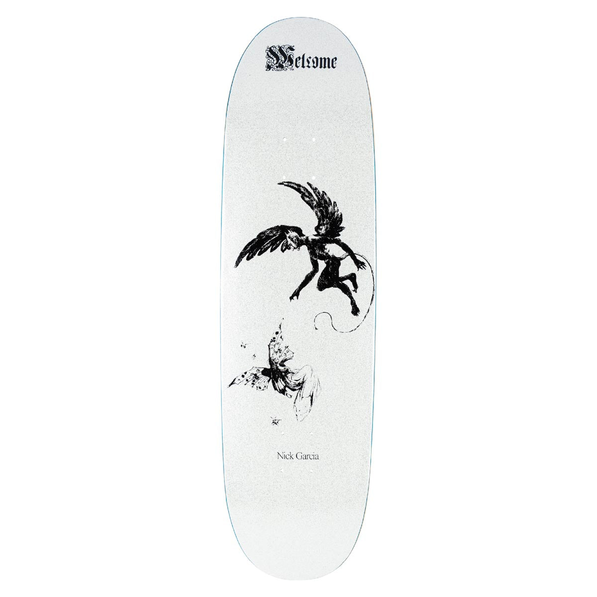 Welcome Paradox Nick Garcia On A Son Of A Boline Skateboard Deck - White Glitter - 8.80