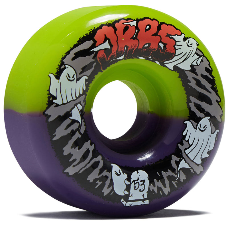 Welcome Orbs Apparitions Splits Round 99a Skateboard Wheels - Green/Purple Split - 53mm