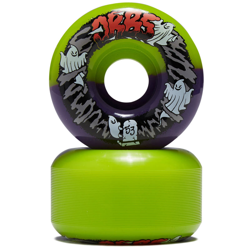 Welcome Orbs Apparitions Splits Round 99a Skateboard Wheels - Green/Purple Split - 53mm