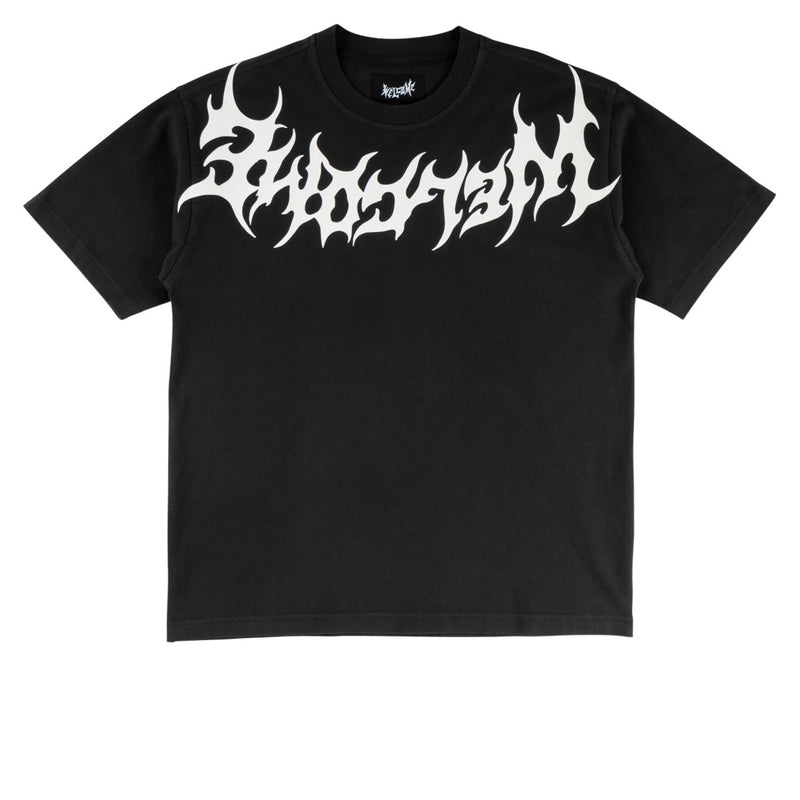 Welcome Collar Garment Dyed T-Shirt - Black