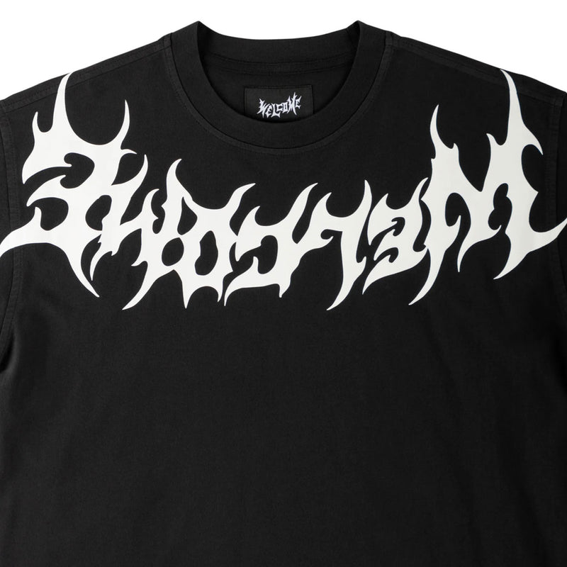 Welcome Collar Garment Dyed T-Shirt - Black