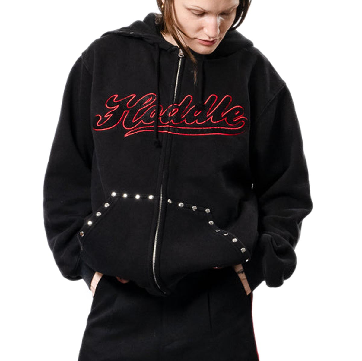 Hoddle Intarsia Script Zip Up Hoodie - Black – CCS