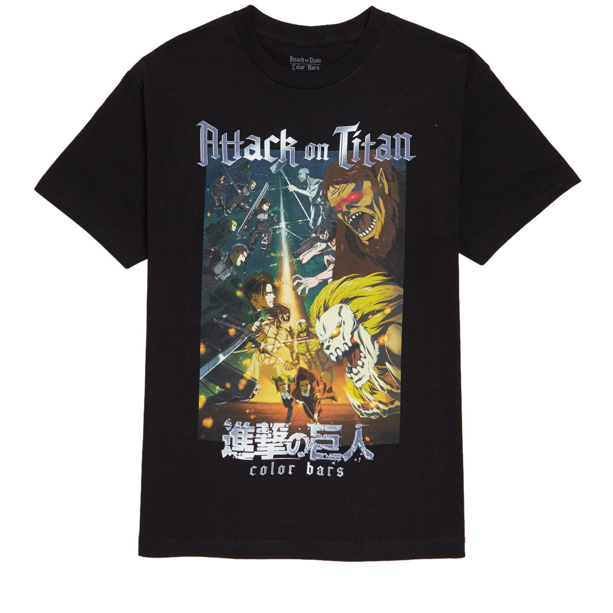 Color Bars x Attack on Titan Battle T-Shirt - Black image 1