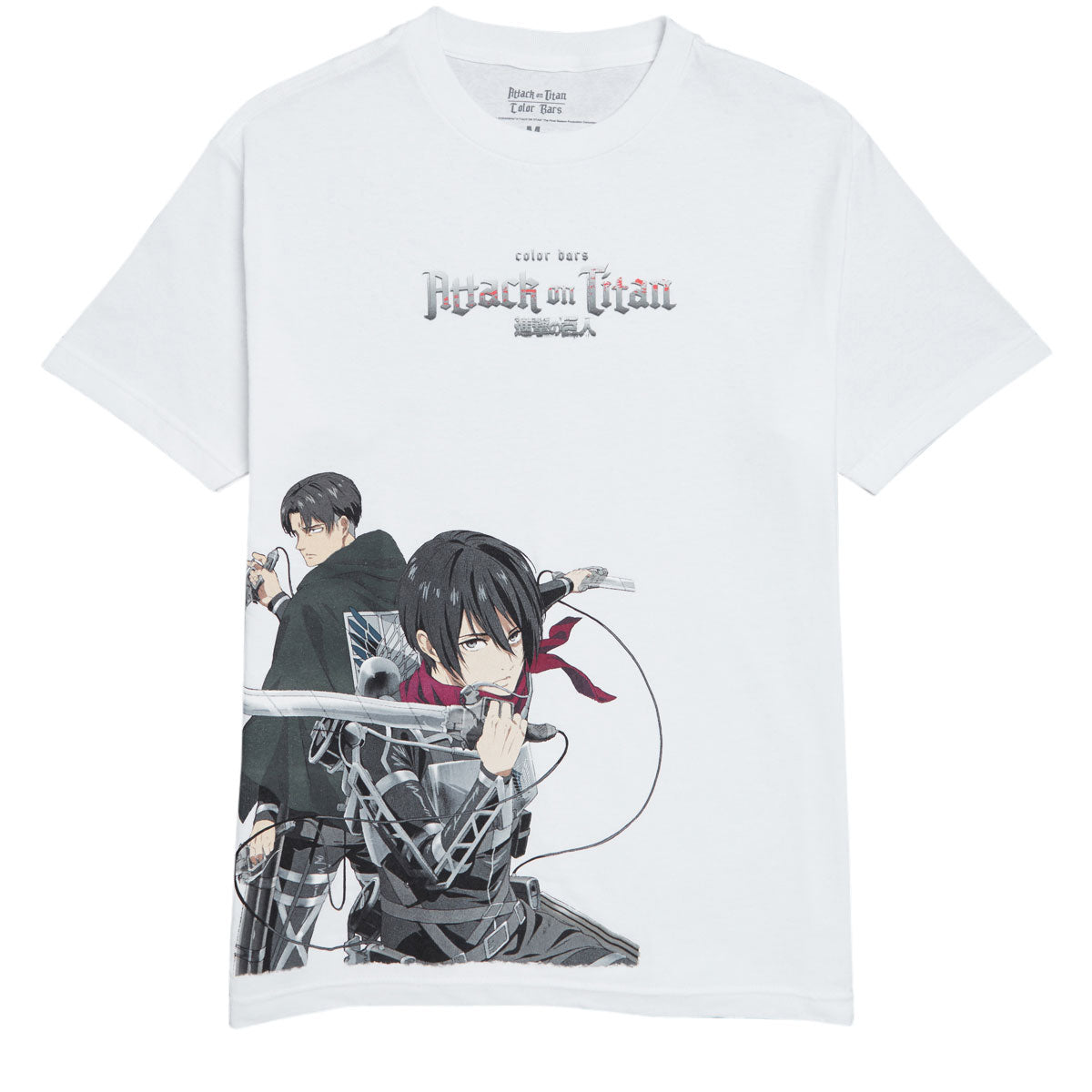Color Bars x Attack on Titan Back to Back T-Shirt - White image 1