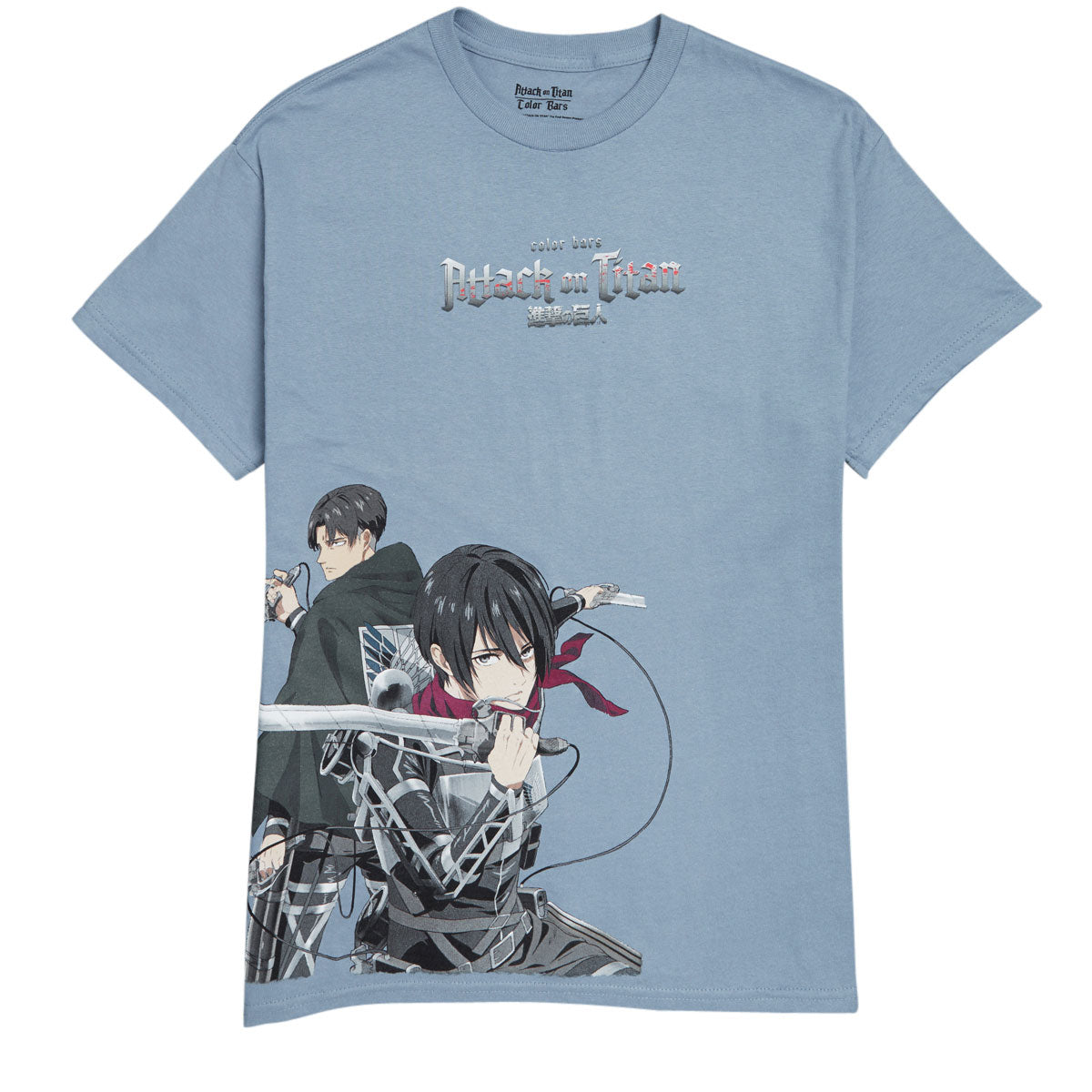 Color Bars x Attack on Titan Back to Back T-Shirt - Stone Blue image 1
