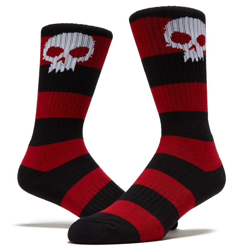 Zero Single Skull Socks - Red Stripe