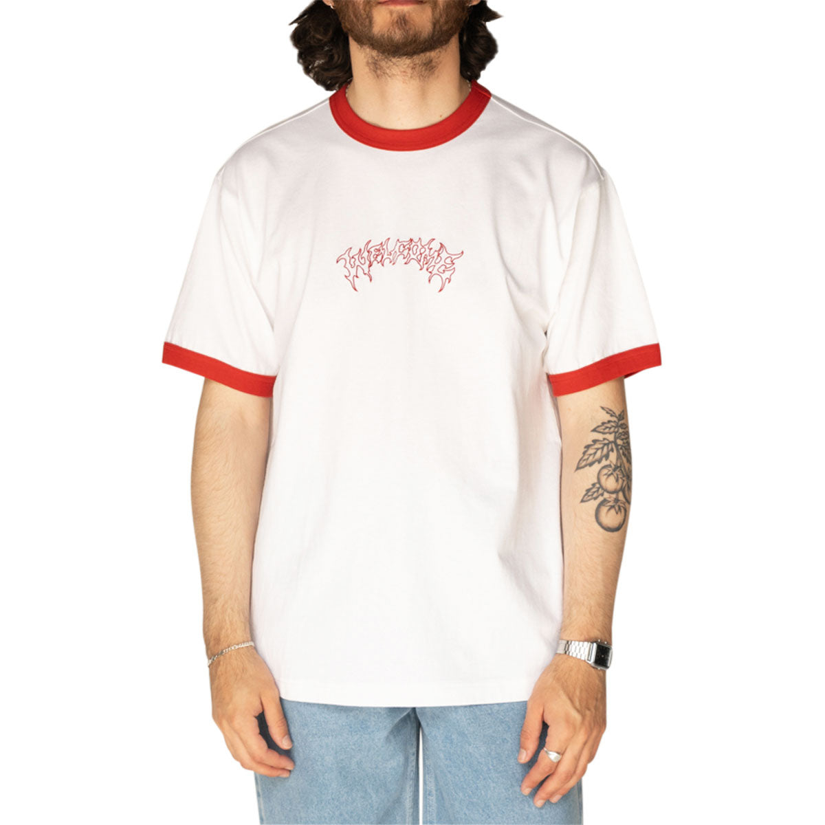 Welcome Barb Ringer T-Shirt - White/Red image 2