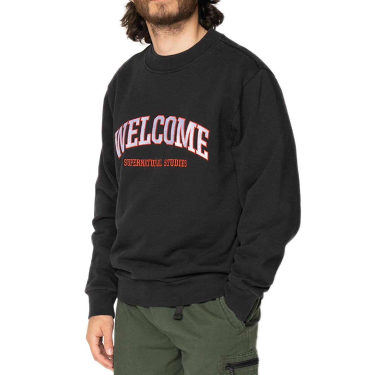 Welcome Student Embd Pigment Dyed Crew Sweater - Black image 2