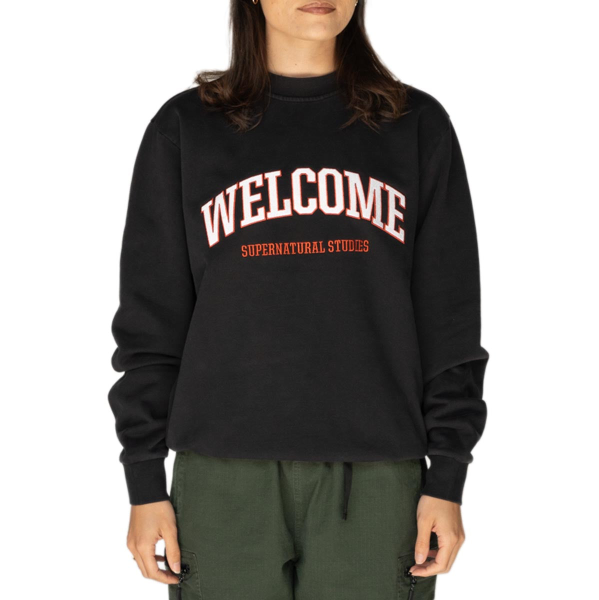 Welcome Student Embd Pigment Dyed Crew Sweater - Black image 4