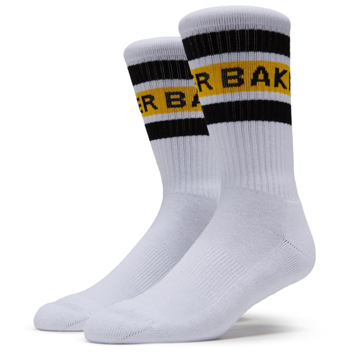Baker Yellow Stripe Socks - White image 1