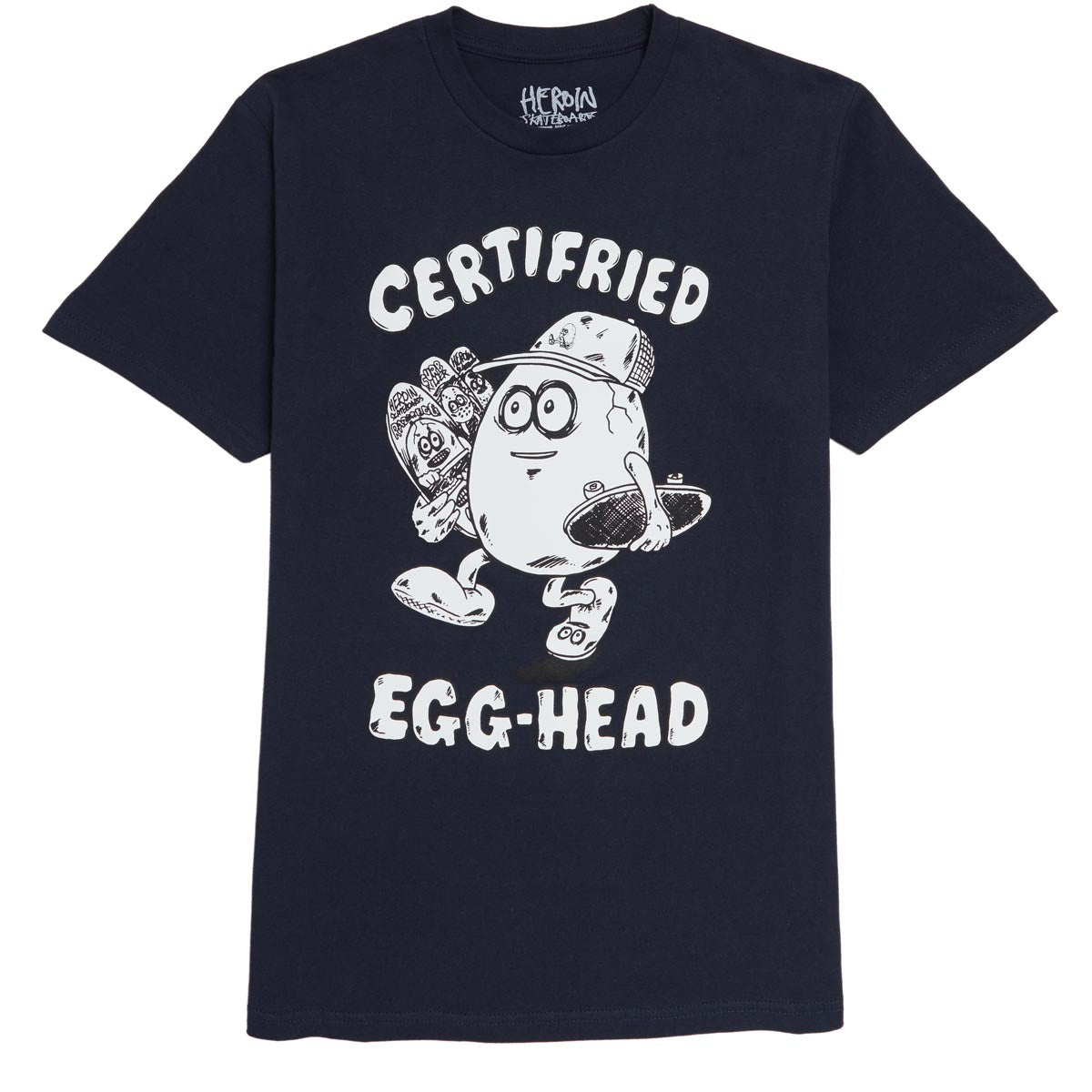 Heroin Certified Egg Head T-Shirt - Navy image 1