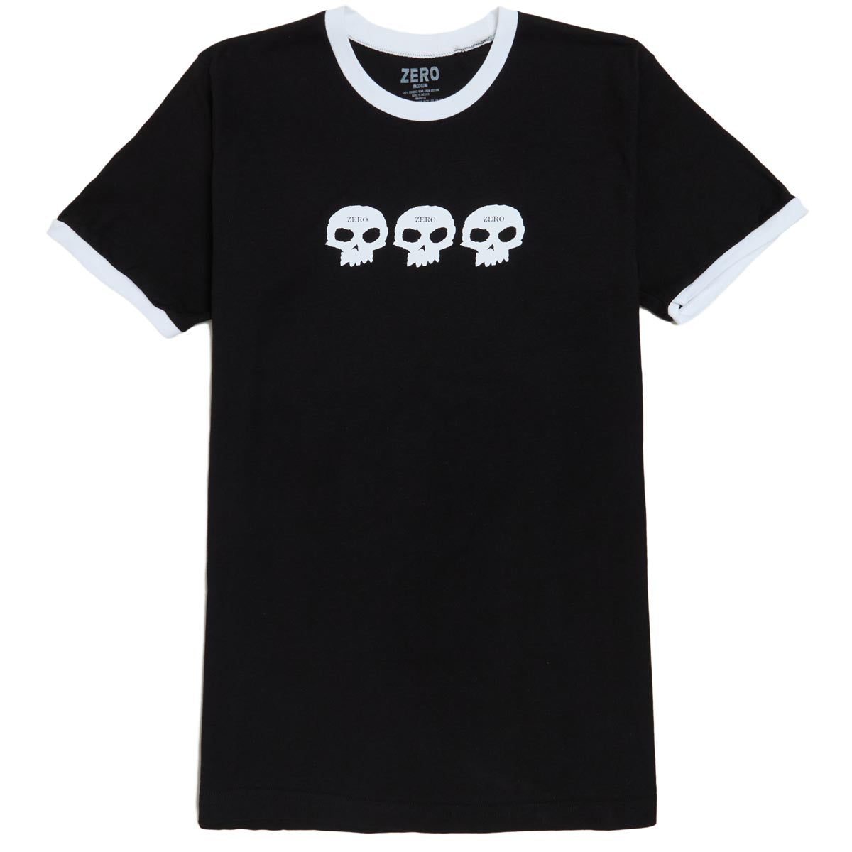 Zero 3 Skull Ringer T-Shirt - Black image 1