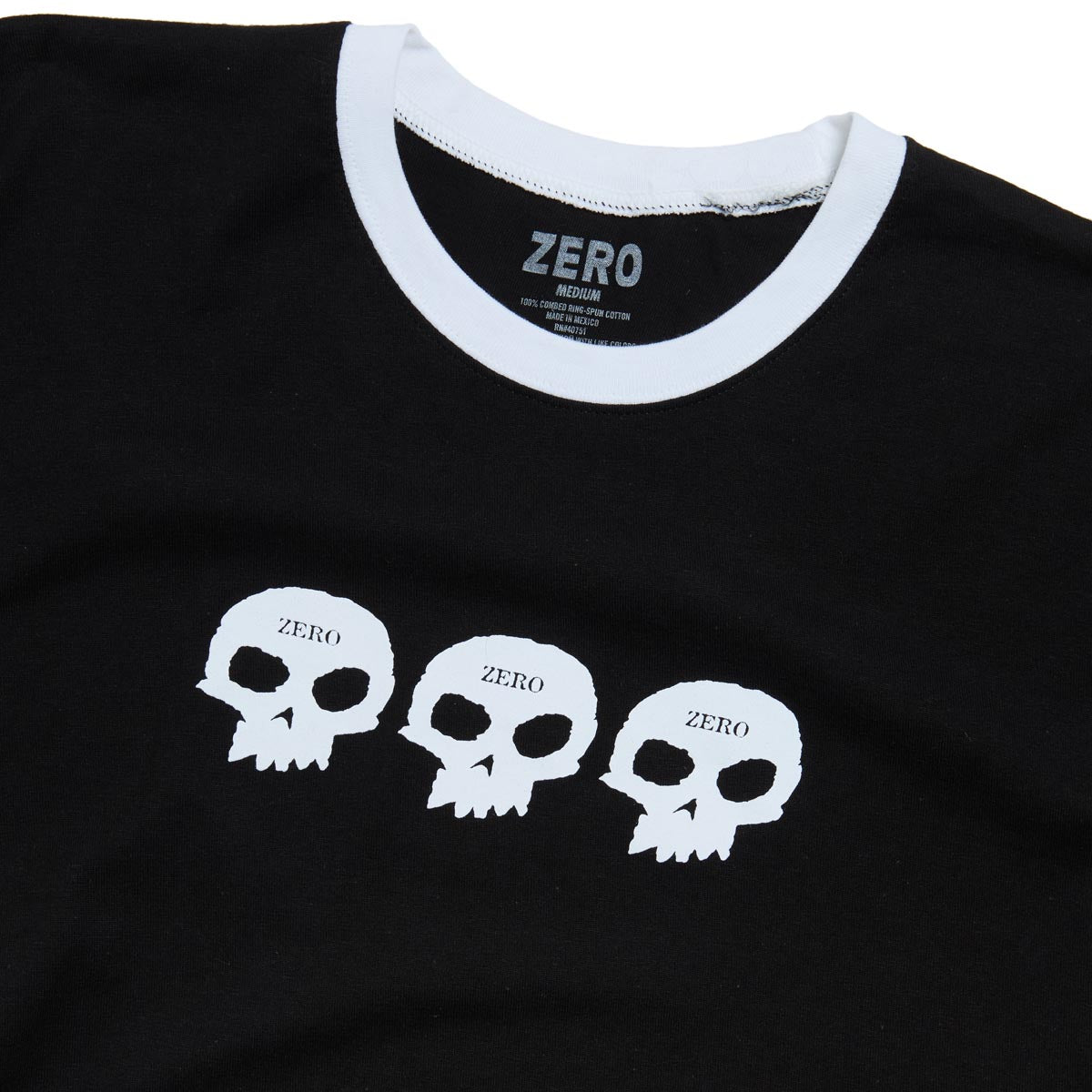Zero 3 Skull Ringer T-Shirt - Black image 2