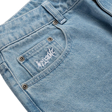 Welcome Immortal Loose Straight Denim Jeans - Washed Blue