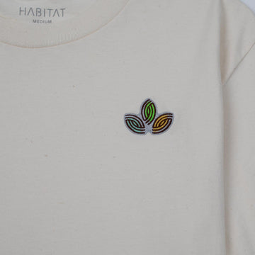 Habitat Leaves Embroidery T-Shirt - Natural