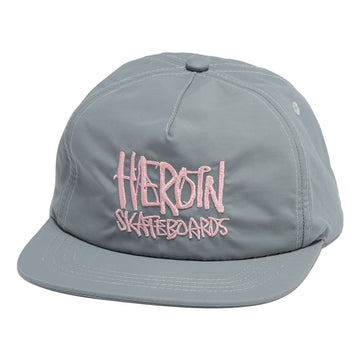Heroin Script Nylon Snapback Hat - Grey/Pink