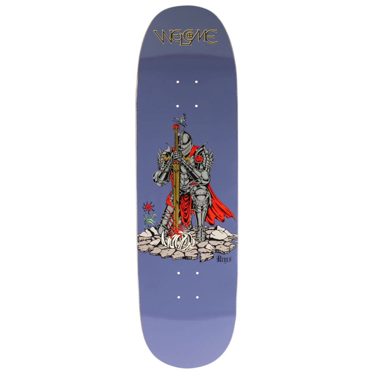 Welcome Paladin Ryan Reyes On a Baculus 2.0 Skateboard Deck - Purple/Gold Foil - 9.00