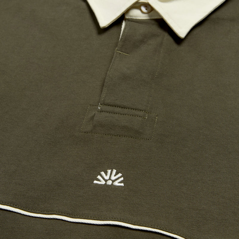 Autumn Piping Long Sleeve Rugby Shirt - Army