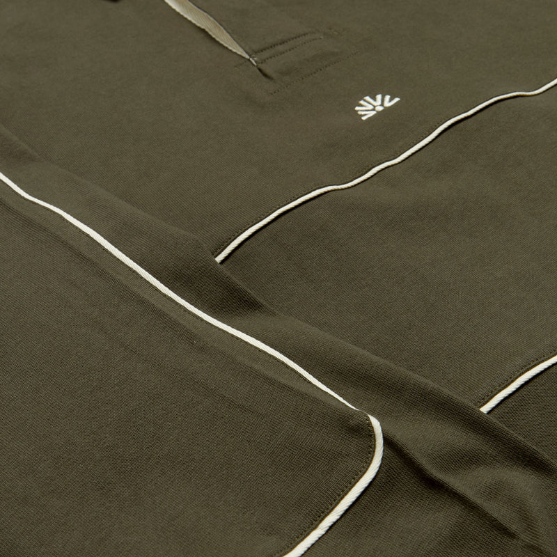 Autumn Piping Long Sleeve Rugby Shirt - Army