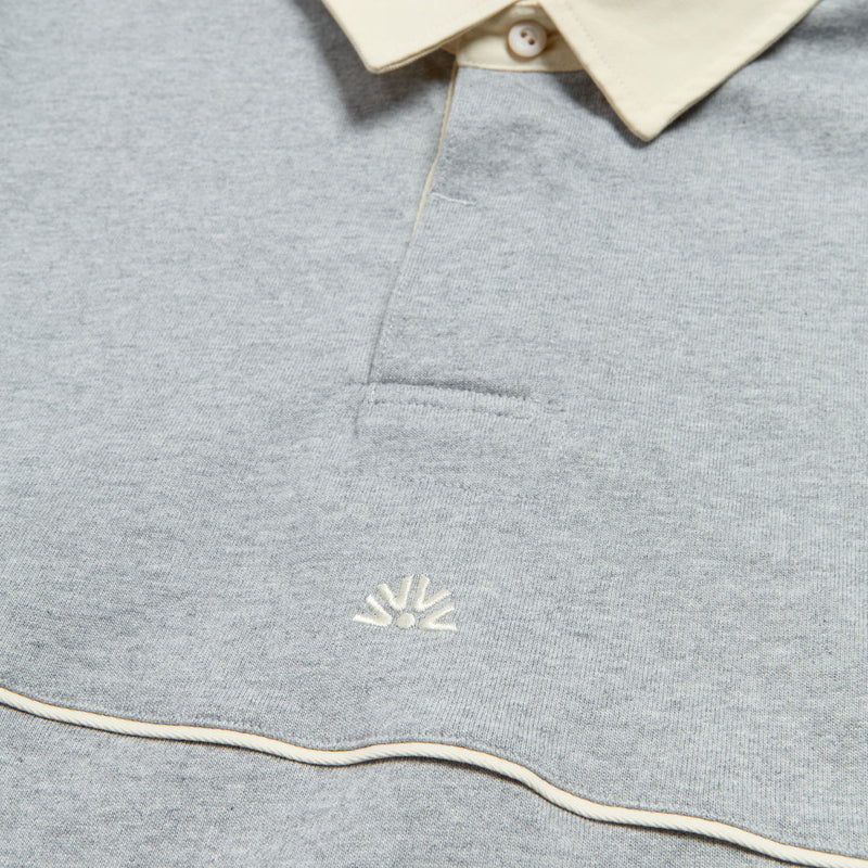 Autumn Piping Long Sleeve Rugby Shirt - Heather Grey