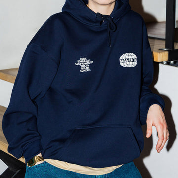 Magenta World Hoodie - Navy Blue