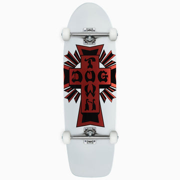 Dogtown Cross Logo 70s Rider Skateboard Complete - Gloss White/Metallic Red Cross - 9.00