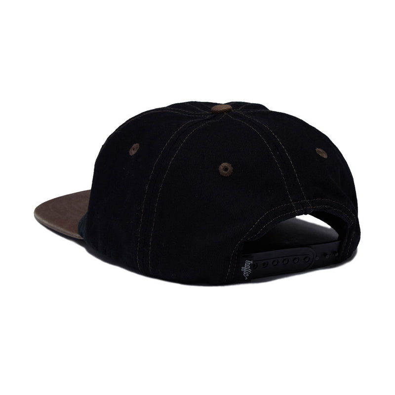Traffic Script Snapback Hat - Black/Sepia