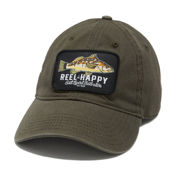 Reel Happy Calico Dad Hat - Olive Green