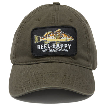 Reel Happy Calico Dad Hat - Olive Green