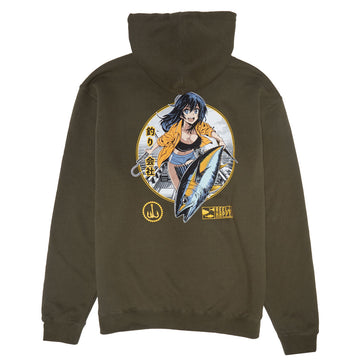 Reel Happy Maguro Hoodie - Olive Green