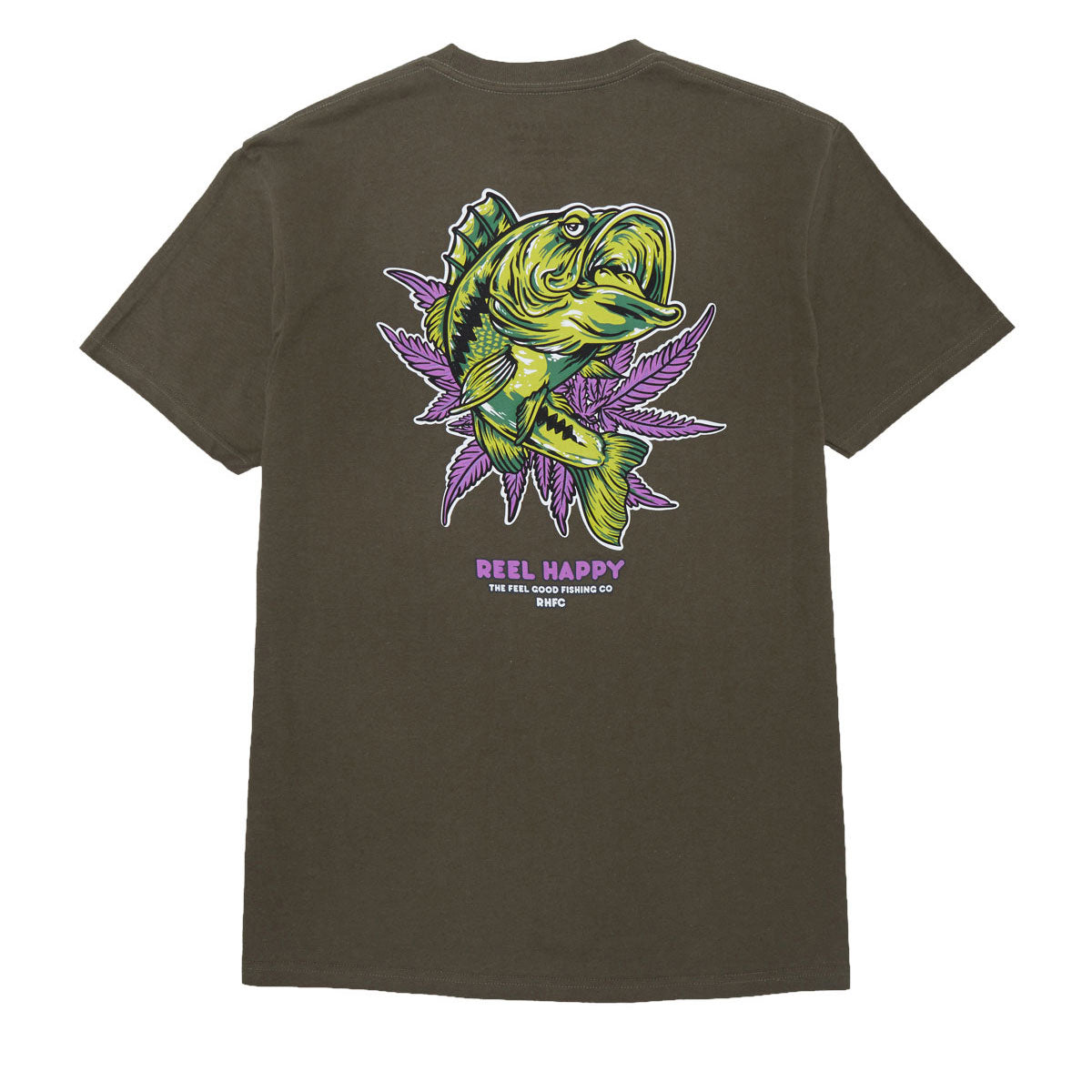 Reel Happy Good Times T-Shirt - Olive Green image 1