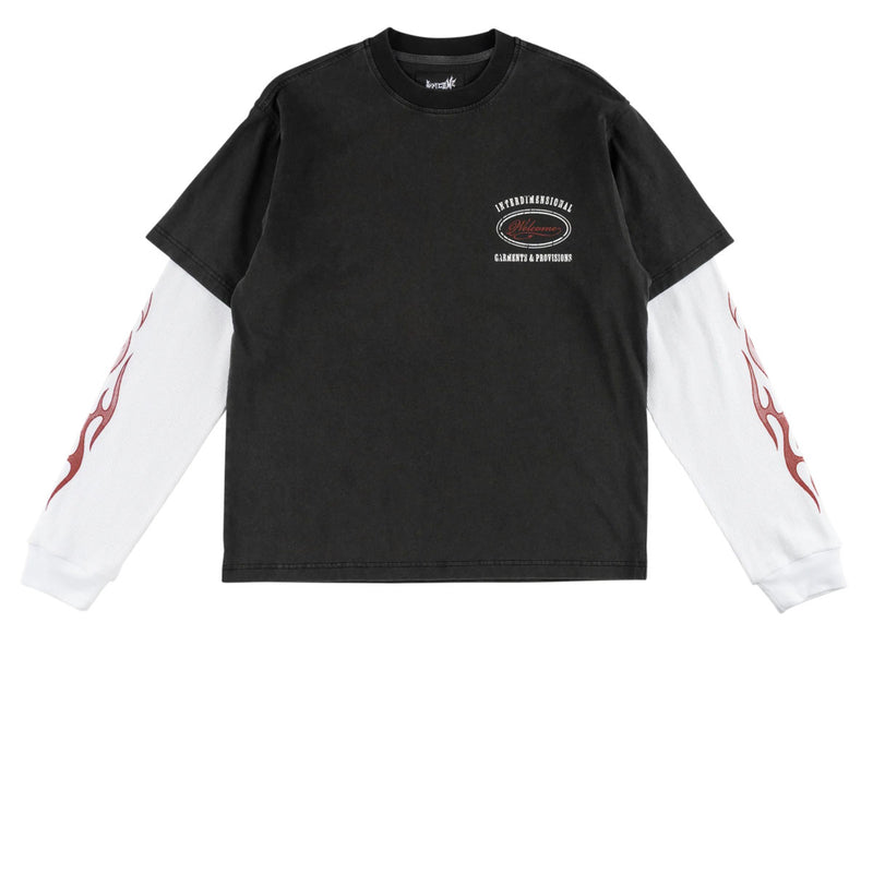 Welcome Pegasus Layered Long Sleeve T-Shirt - Vintage Black/White