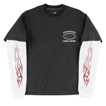 Welcome Pegasus Layered Long Sleeve T-Shirt - Vintage Black/White