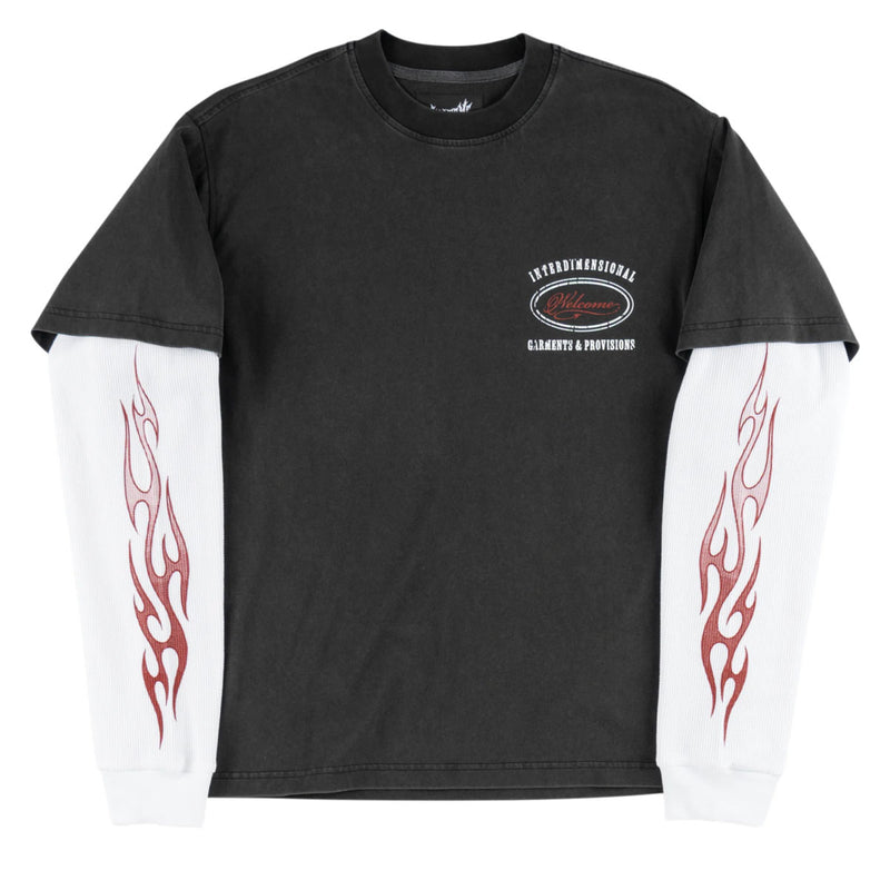 Welcome Pegasus Layered Long Sleeve T-Shirt - Vintage Black/White