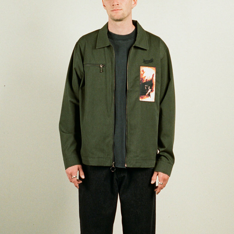 Welcome Smite Patches Long Sleeve Work Shirt - Forest