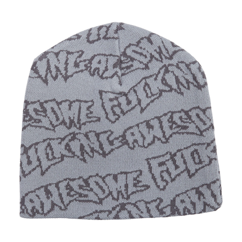 Fucking Awesome FA Stamp Repeat Skully Beanie - Cream/Grey