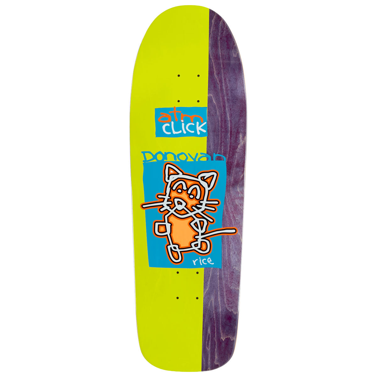 ATM Donovan Rice Cat Shaped Skateboard Deck - Assorted Split Veneer - 10.00