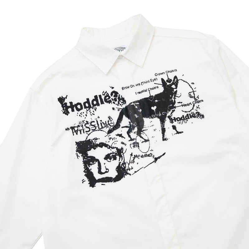 Hoddle A Sane Reaction Long Sleeve Oxford Shirt - White