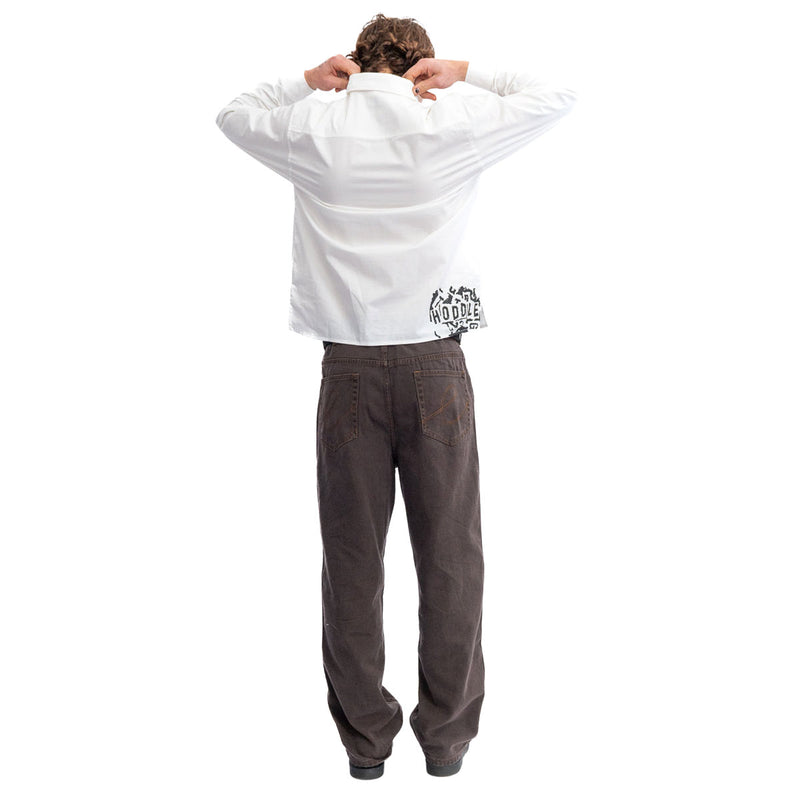 Hoddle A Sane Reaction Long Sleeve Oxford Shirt - White