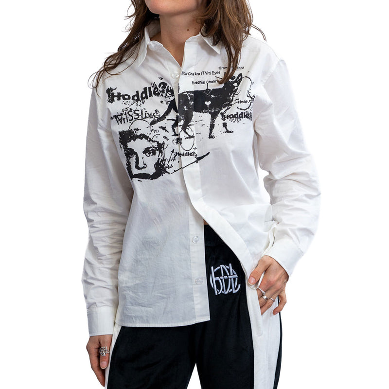 Hoddle A Sane Reaction Long Sleeve Oxford Shirt - White