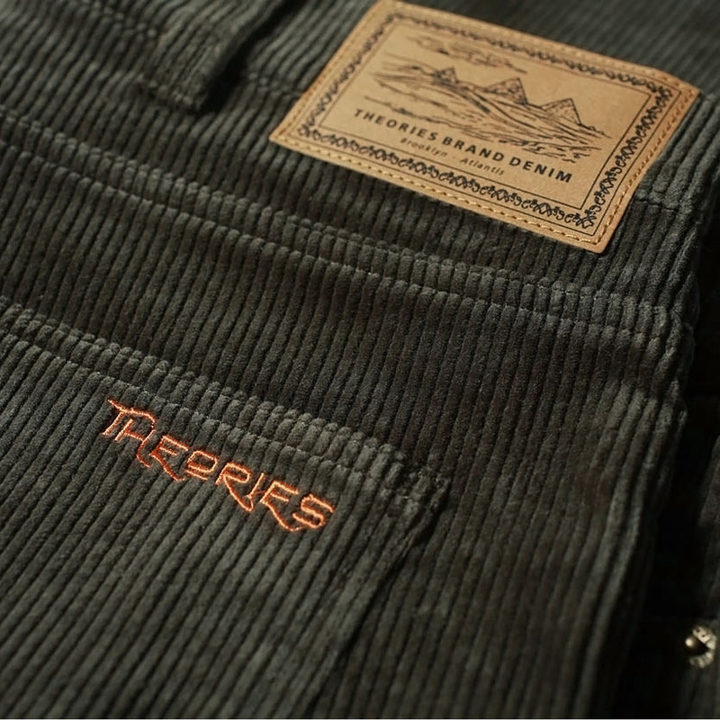 Theories Pavillion Wide Wale Corduroy Pants - Moss