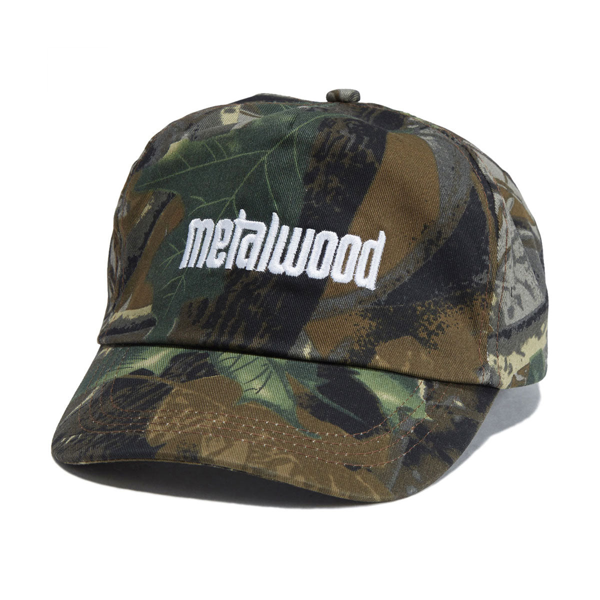 Metalwood Metal Logo 5 Panel Hat - Real Leaf Camo image 1