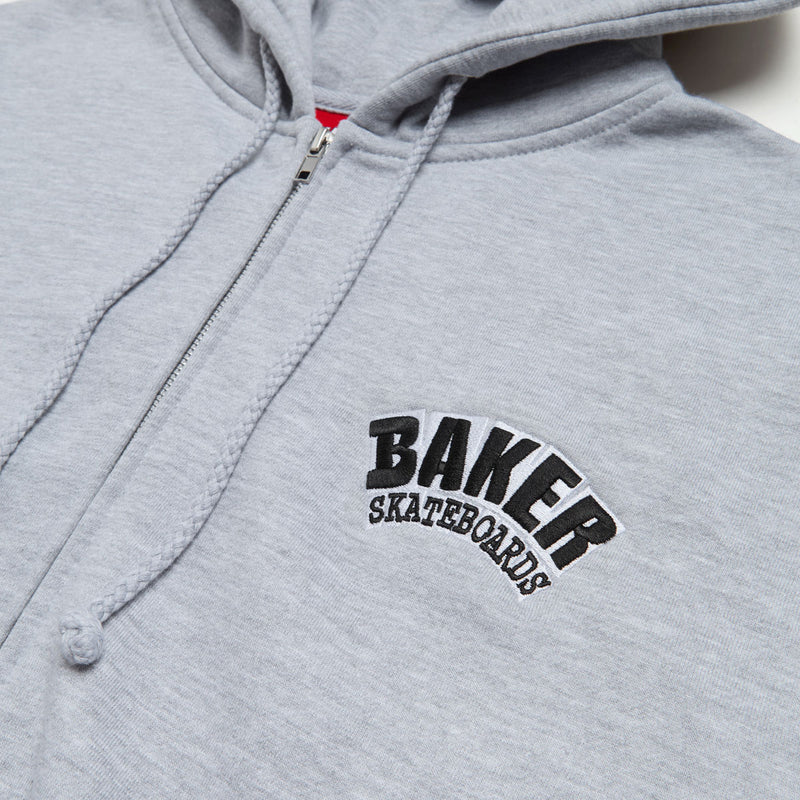 Baker Arch Logo Zip Up Hoodie - Heather Grey