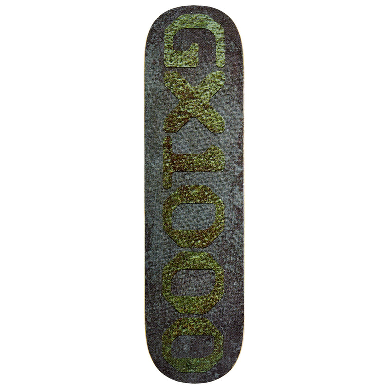 GX1000 OG Logo Patina Skateboard Deck - Blueish/Green Font - 8.25