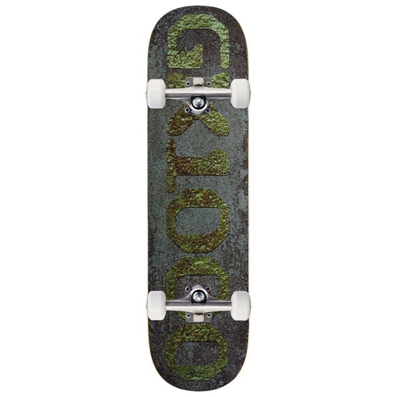 GX1000 OG Logo Patina Skateboard Complete - Blueish/Green Font - 8.25