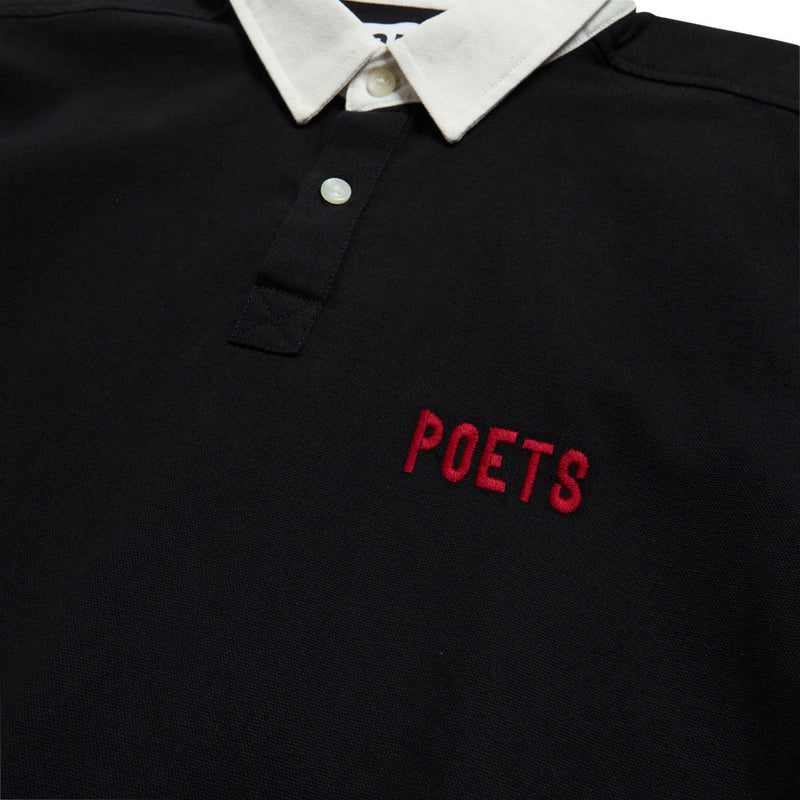 Poets Embroidered Logo Rugby Shirt - Black