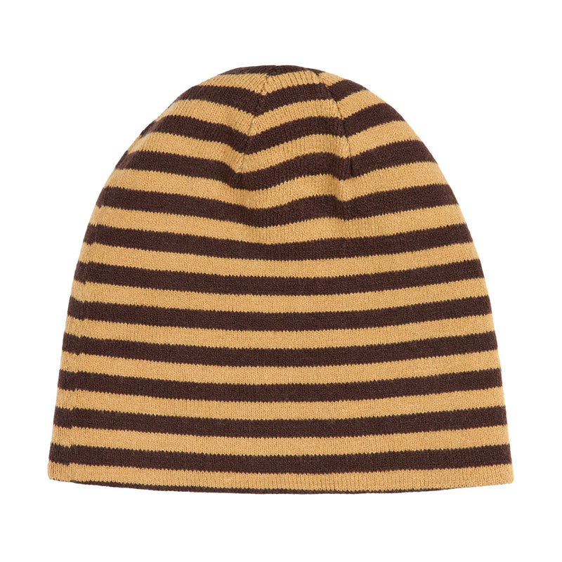 Bronze 56k Emo Stripe B Skully Beanie - Brown