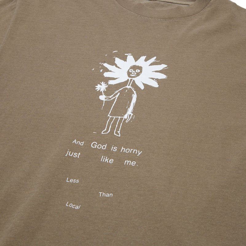 Less Than Local God Is Horny T-Shirt - Chestnut