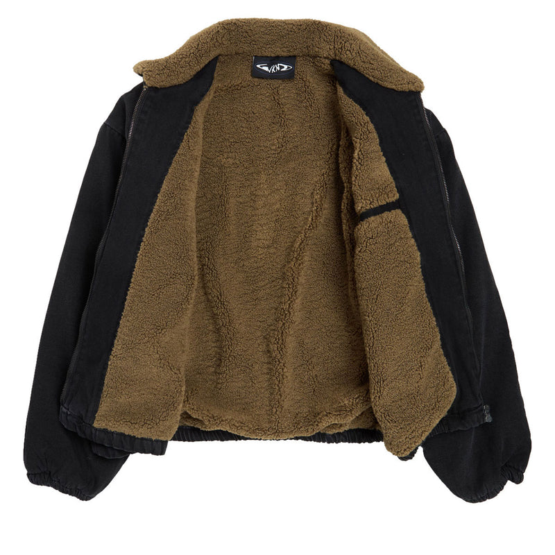 WKND Sherpa Lined Denim Jacket - Washed Black Denim