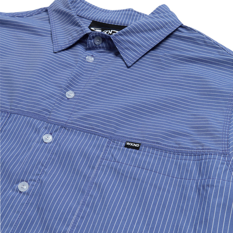 WKND Office Stripes RR Long Sleeve Shirt - Blue